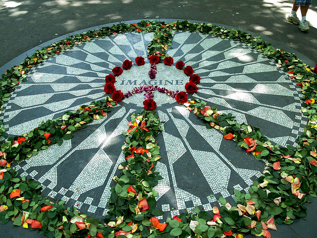 Strawberry Fields Forever John Lennon Central Park memorial rangoli