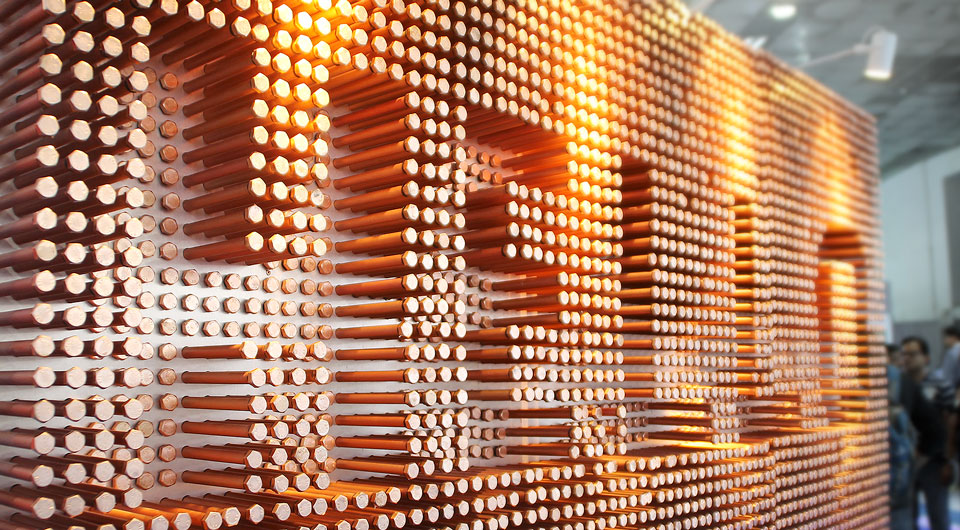 Installation for Sterling Tools Limited at the 2014 Auto Expo – a massive grid of bolts that weighed several tons but appeared as light as a cobweb.